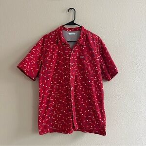 Columbia PFG Trollers Best Red White & Blue Cotton Button Down